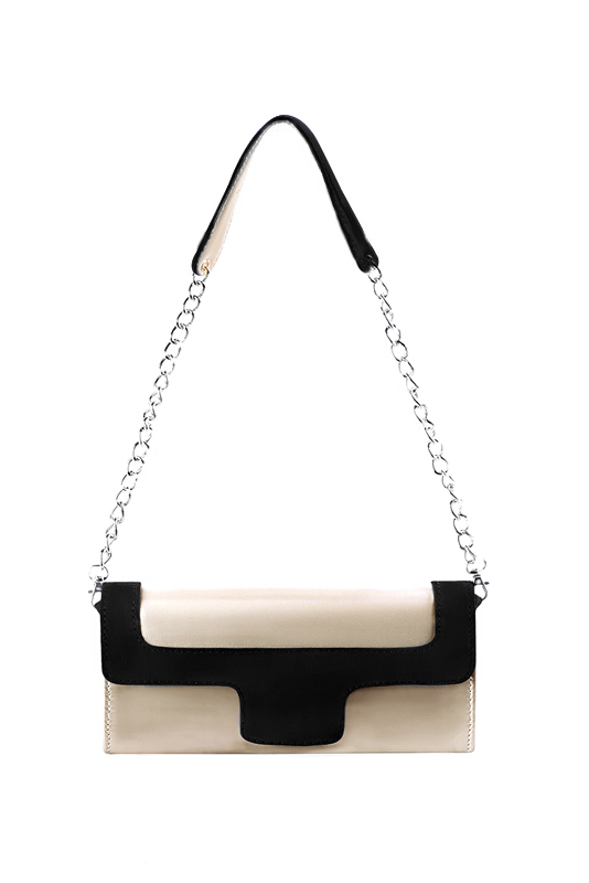 Dress clutch for wedding and parties in gold and matt black leather - Top view